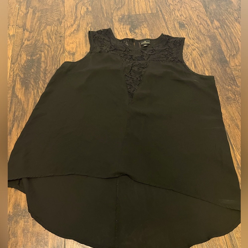 Worthington Black Lace High Low Halter Tank Top w/ lace detail XXL